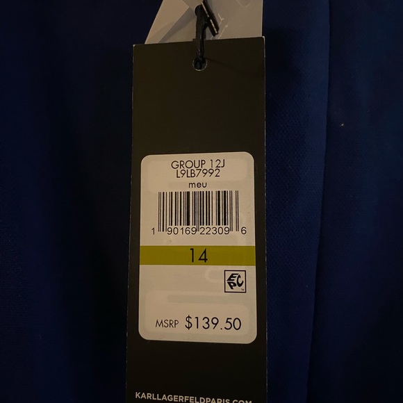 KARL LAGERFELD - BLUE DRESS WITH BLACK TRIM - Picture 6 of 9